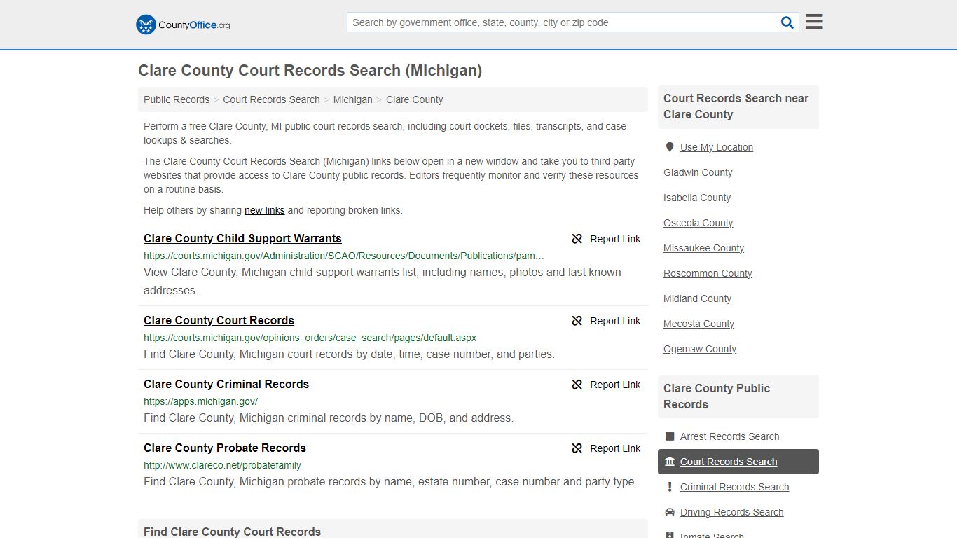 Clare County Court Records Search (Michigan) - County Office