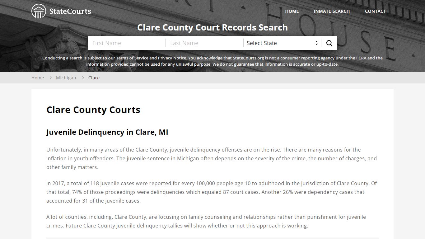 Clare County, MI Courts - Records & Cases - StateCourts