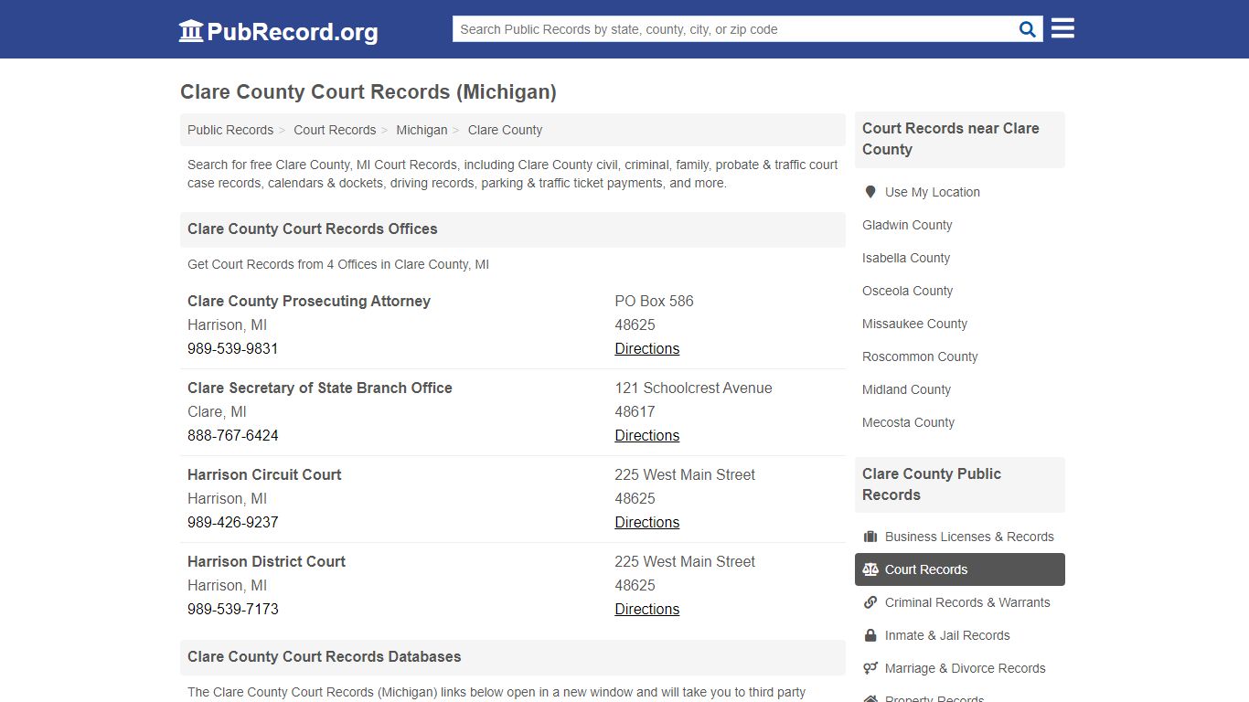 Free Clare County Court Records (Michigan Court Records)